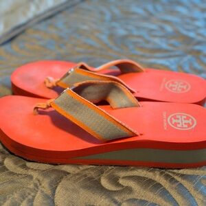Tory Burch Red and Gray Sandals